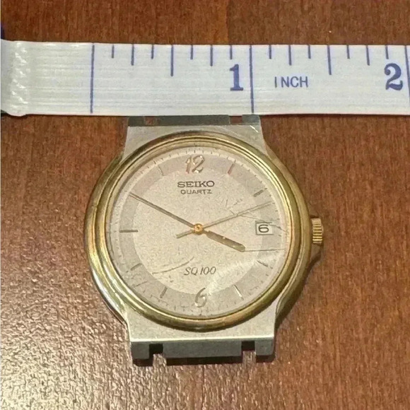 VINTAGE SEIKO SQ100 TWO TONE STAINLESS STEEL WATCH HEAD - Picture 6 of 6